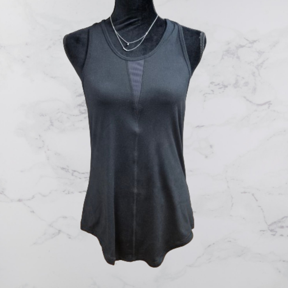 ZYIA Black Athletic Tank Top with Mesh Inset